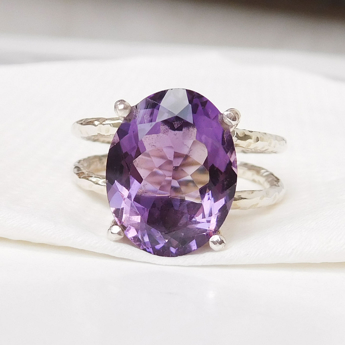thumbnail image 2 of Stunning Handmade Lab-Created Iolite Ring In 925 Sterling Silver – Solitaire Style 2 of 6